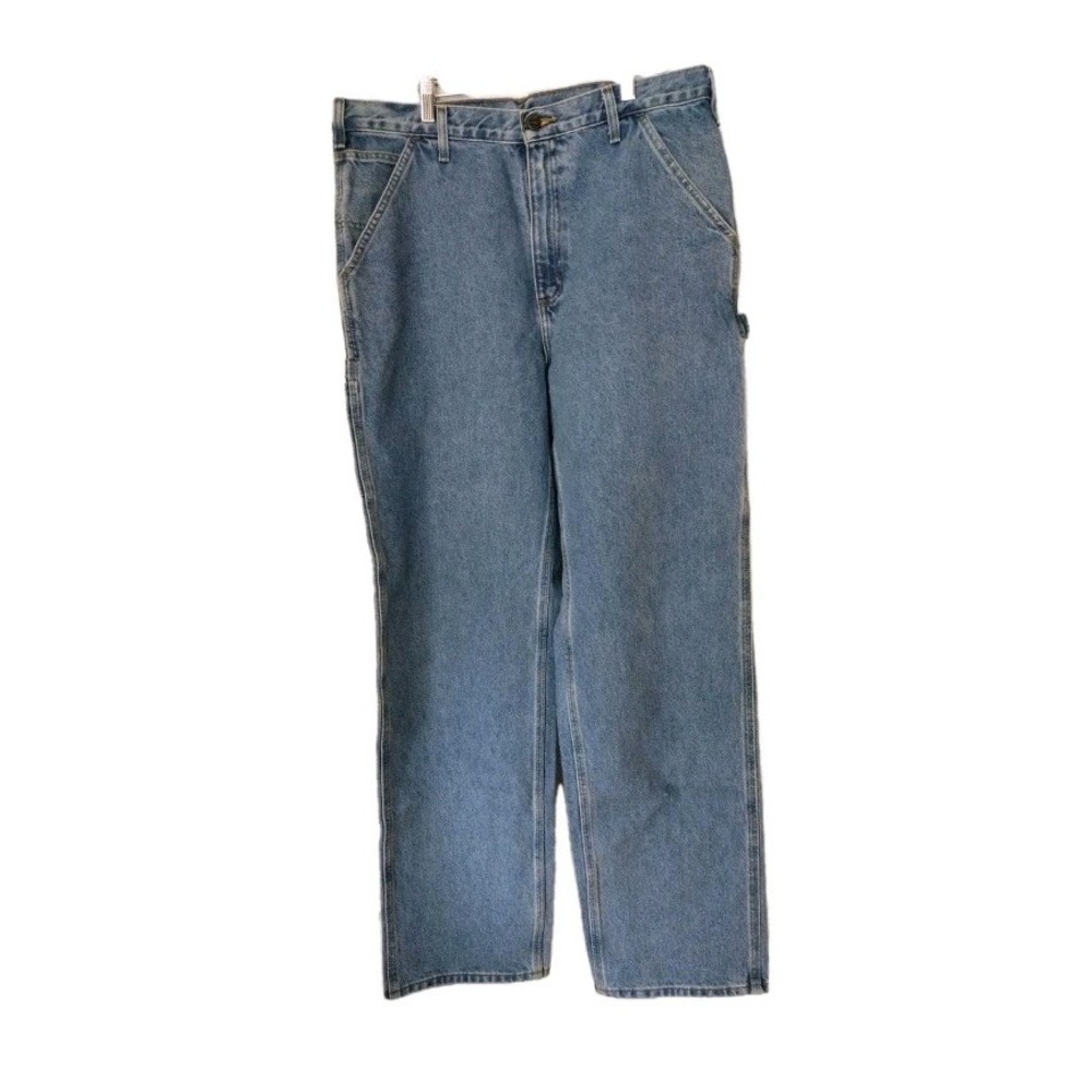 Carhartt Original Fit Straight Blue Medium Wash Denim Jeans Zip 5-Pocket